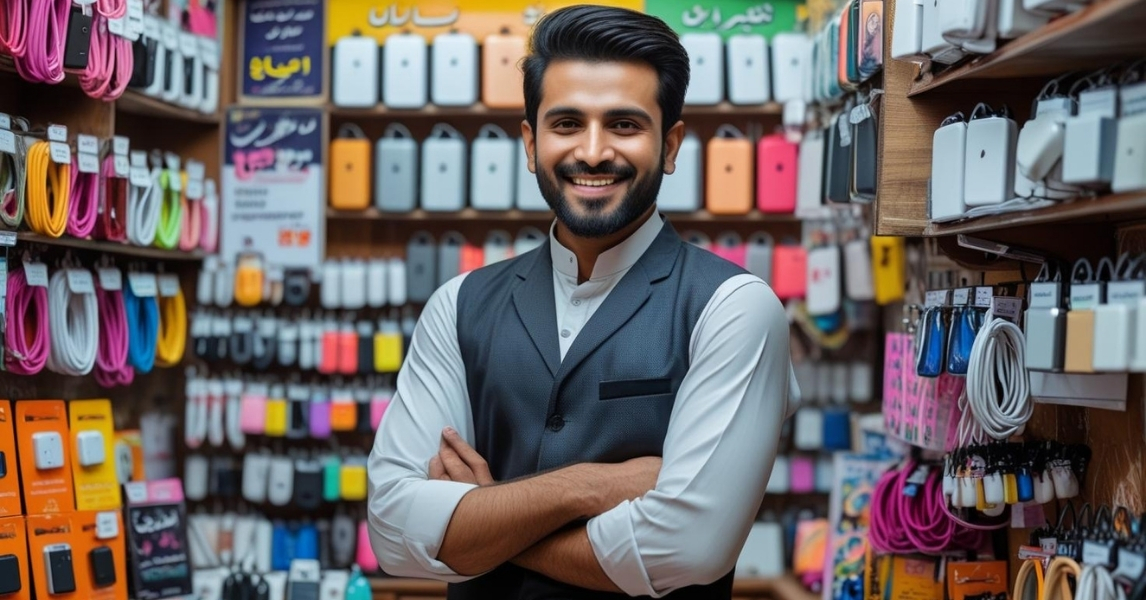 Retailer purchasing wholesale mobile accessories online using Saddar.