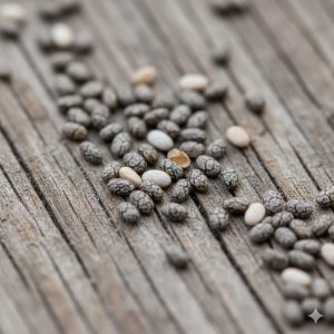 Close-up of chia seeds showing texture and pattern