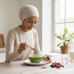Flax seeds for weight loss in Pakistan — woman adding flax seeds to smoothie